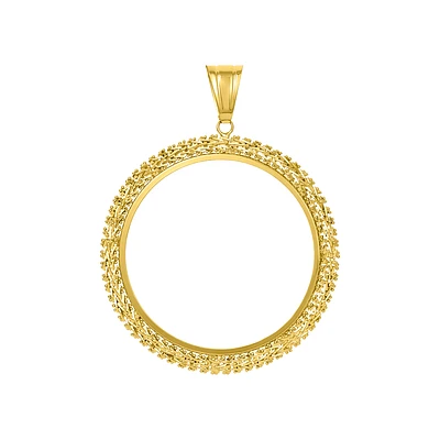 14K Yellow Gold Beaded Frame Bezel Pendant