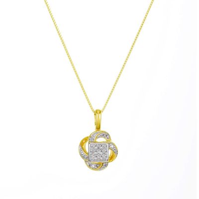 14k Two Tone Gold Swirl Cluster Necklace