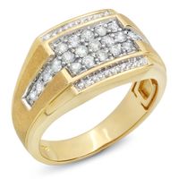 Men's 3/4 Ct. T.W. Signet Cluster 14k Two-Tone Ring