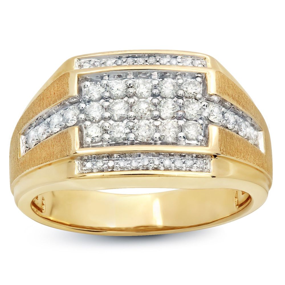 Men's 3/4 Ct. T.W. Signet Cluster 14k Two-Tone Ring