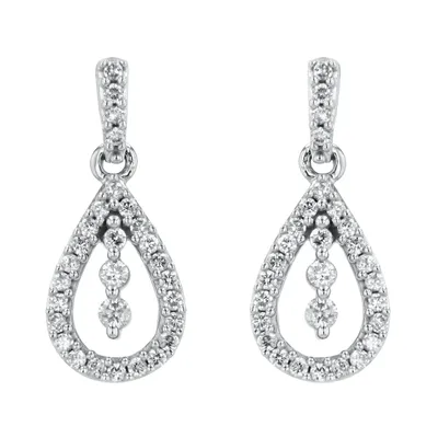 14K White Gold Tear Drop Earrings