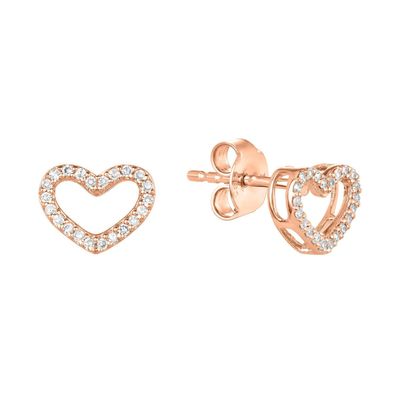 14K Rose Gold Heart Cutout Diamond Studs