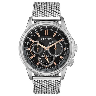 Men's Citizen Stainless Steel Mesh Calendrier Watch