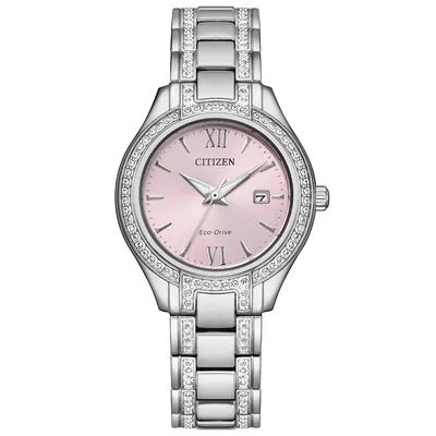 Citizen Crystal Pink Dial Women's Watch - FE1230-51X