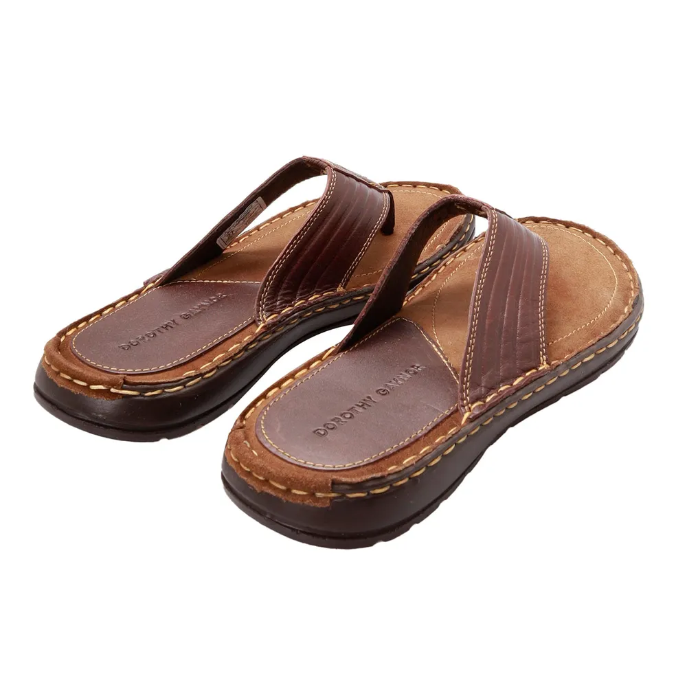 Sandalias Flip Flop color cognac para hombre 100% de piel Dorothy Gaynor