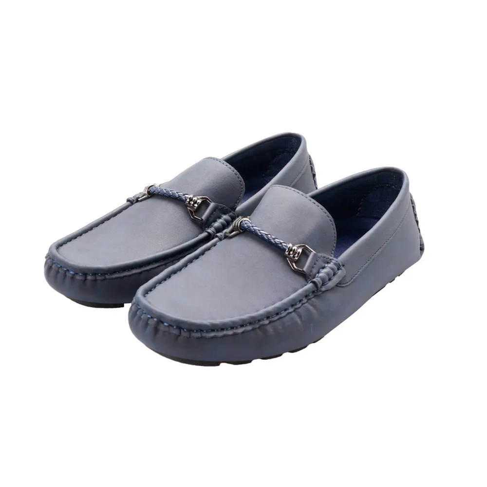 Mocasines azul marino para hombre con aplicación trenzada Dorothy Gaynor