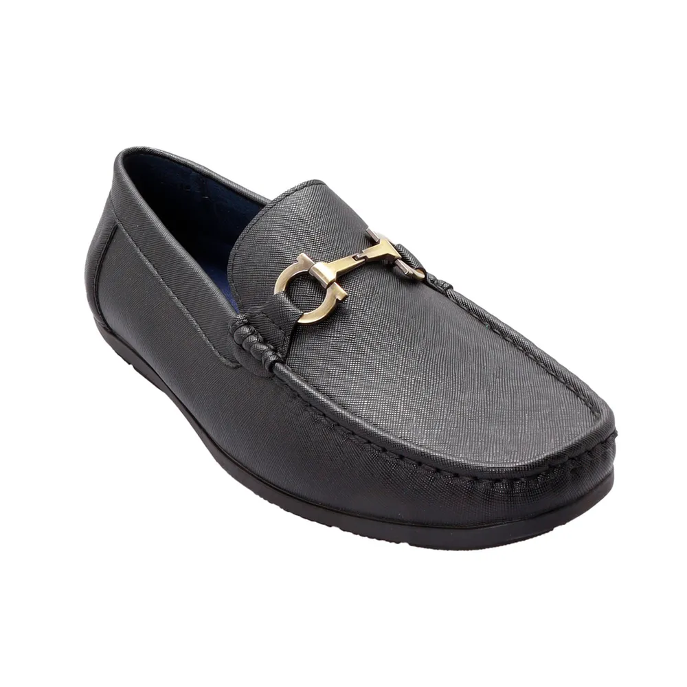 Mocasines color negro para hombre con textura safiano Dorothy Gaynor