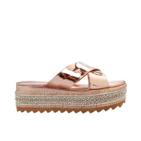 Sandalias Mule color oro rosa para mujer con plataforma corrida Dorothy Gaynor