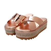 Sandalias Mule color oro rosa para mujer con plataforma corrida Dorothy Gaynor