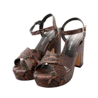 Sandalias Dorothy color café snake con doble plataforma