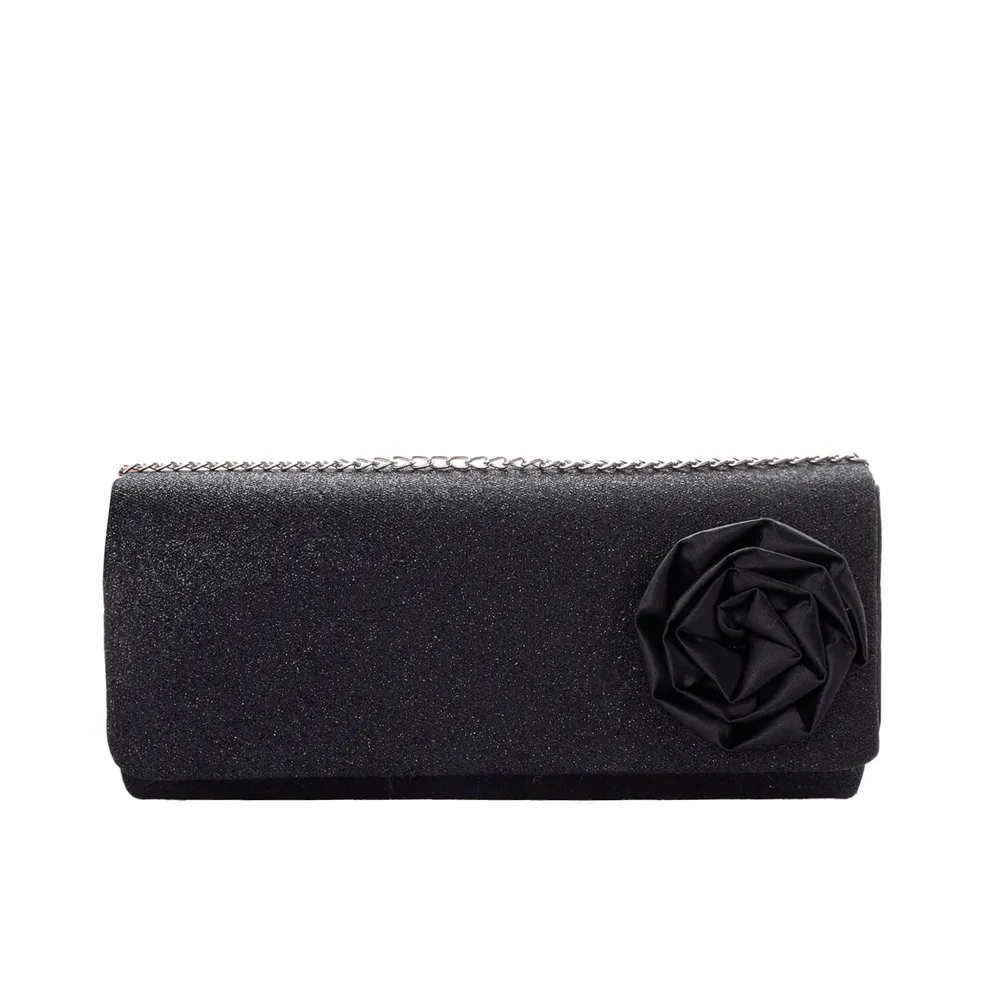 Clutch Flor color negro