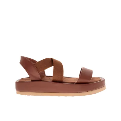 Sandalias Ariana color camel con plataforma corrida