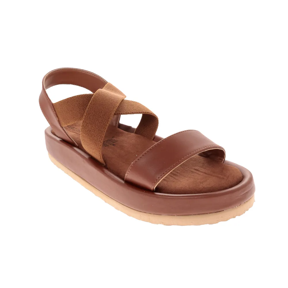 Sandalias Ariana color camel con plataforma corrida