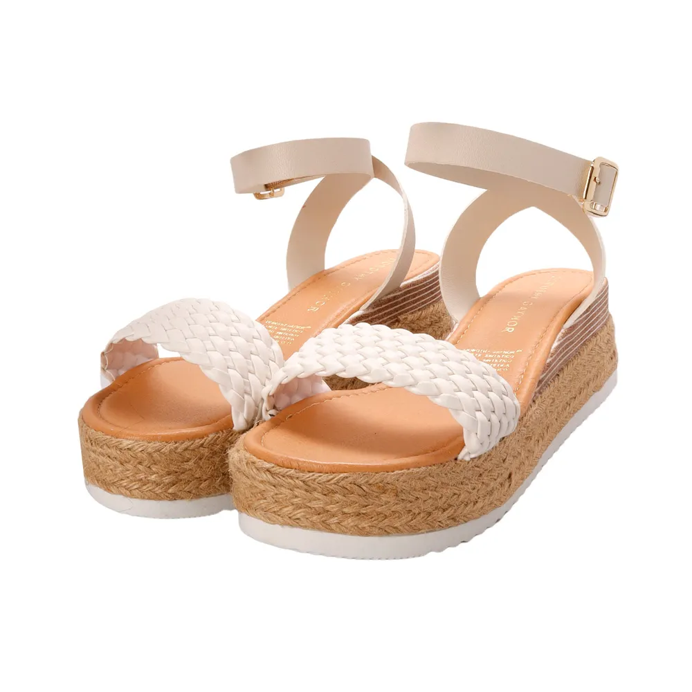 Sandalias Ariana color blanco con cinta trenzada