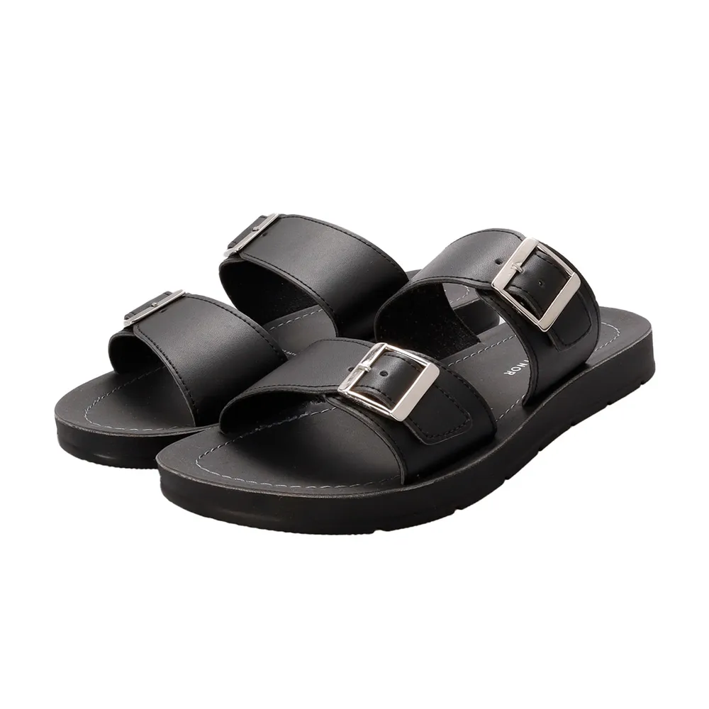 Sandalias Mariel color negro con doble hebilla