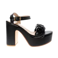 Sandalias Ariana color negro con doble plataforma y cinta trenzada