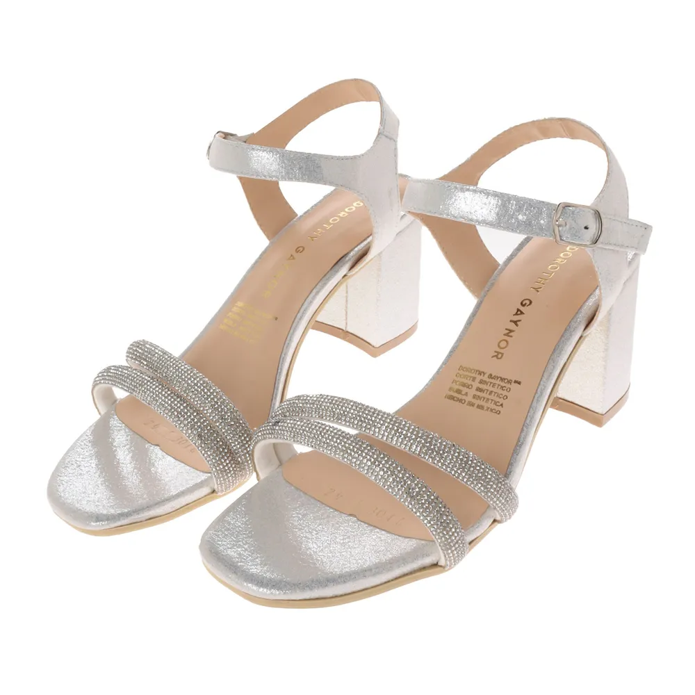 Sandalias Ariana color plata con pedrería