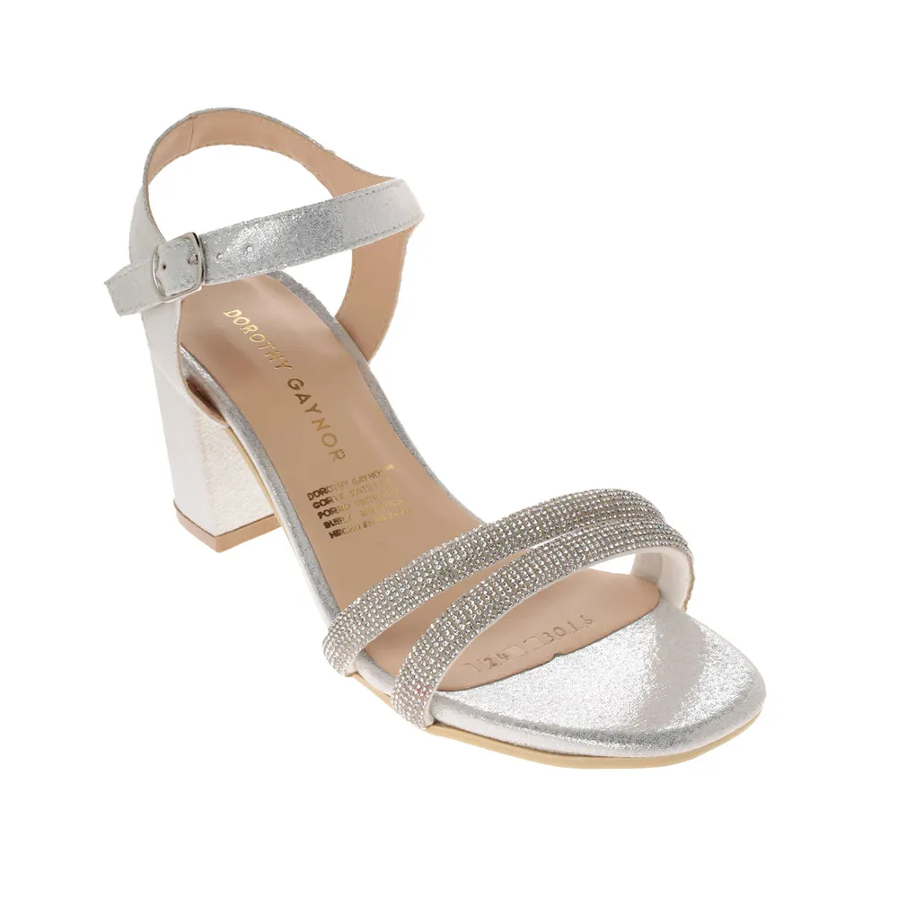 Sandalias Ariana color plata con pedrería