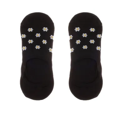 Footies color negro con margaritas blancas y amarillo