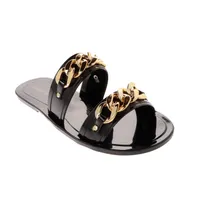 Sandalias Mariel color negro con cadenas oro