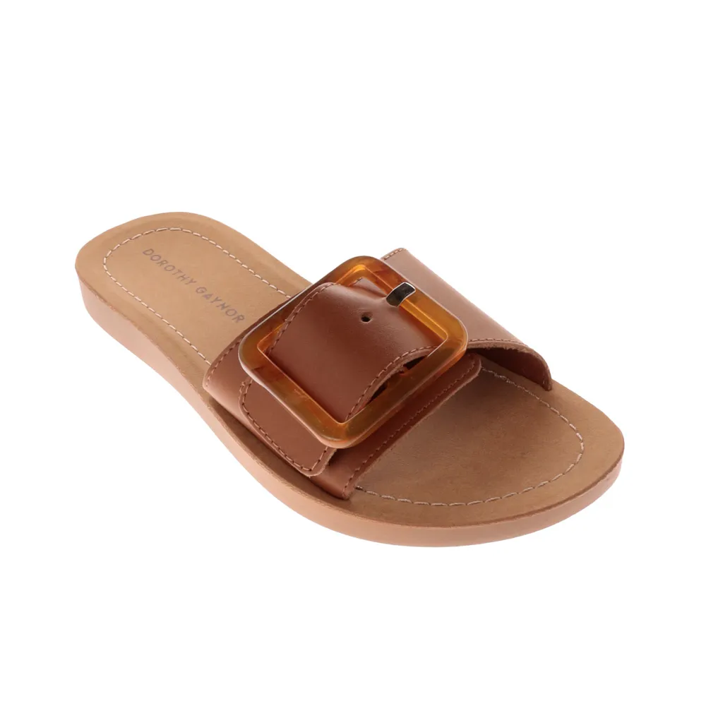 Sandalias Mariel color camel con hebilla tipo ámbar