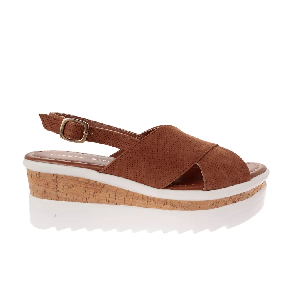 Sandalias Zoe color camel con plataforma corrida