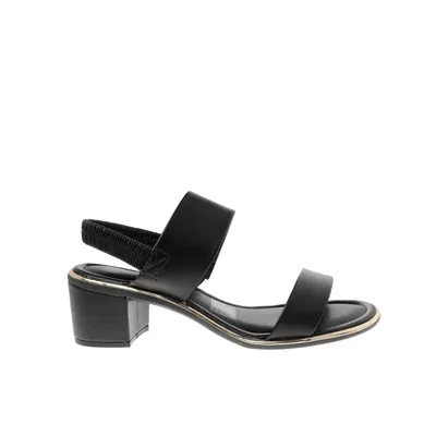 Sandalias Paulette color negro con ajuste de resorte y tacón cuadrado