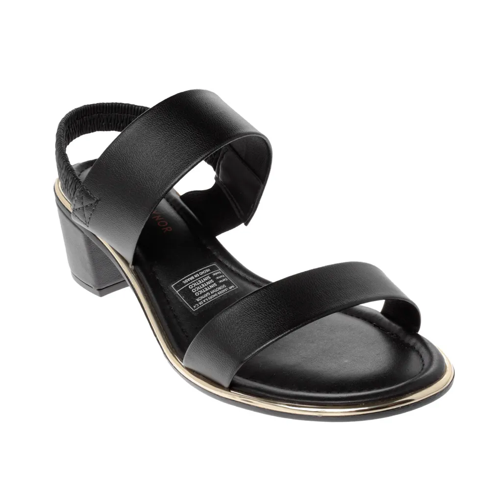 Sandalias Paulette color negro con ajuste de resorte y tacón cuadrado