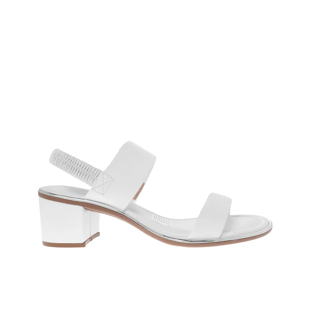 Sandalias Paulette color blanco con ajuste de resorte y tacón cuadrado