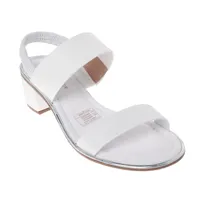 Sandalias Paulette color blanco con ajuste de resorte y tacón cuadrado