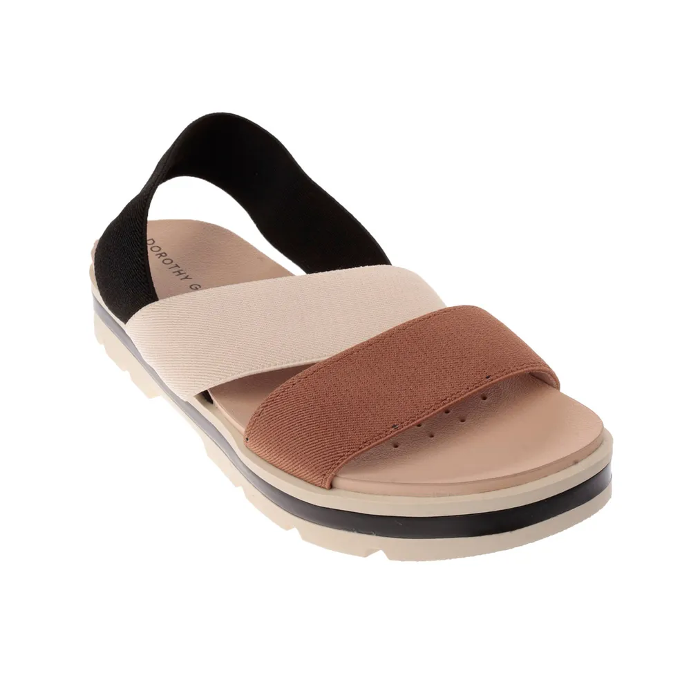 Sandalias Paulette color negro con ajuste de resortes colores neutros