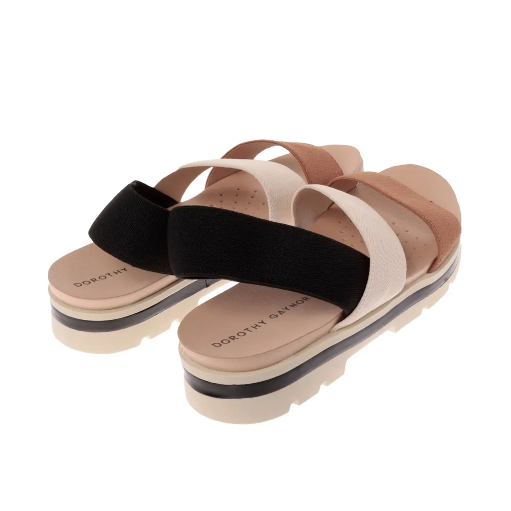 Sandalias Paulette color negro con ajuste de resortes colores neutros