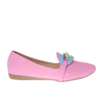 Flats Ximena color rosa con cadena tricolor