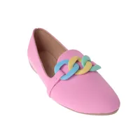 Flats Ximena color rosa con cadena tricolor