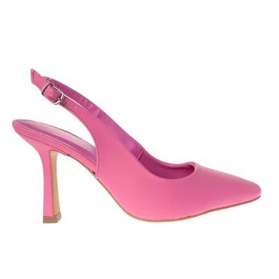 Zapatillas Paulina color fucsia con talón descubierto