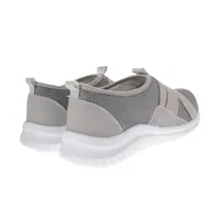 Tenis Sandra color gris de malla con ajuste resortes