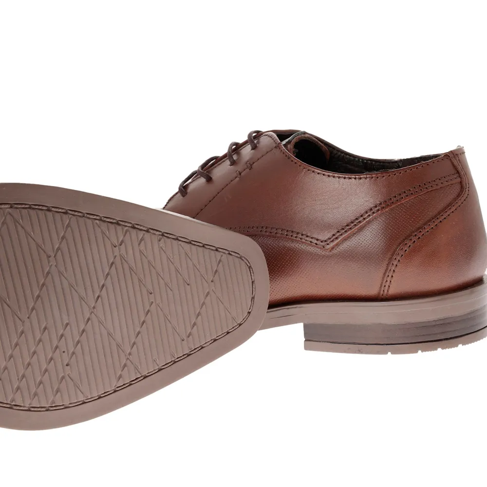 Zapatos Axel color cognac de piel con detalle perforado