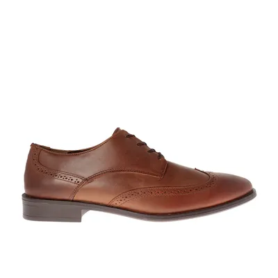 Zapatos Richard color cognac de piel con patron perforado