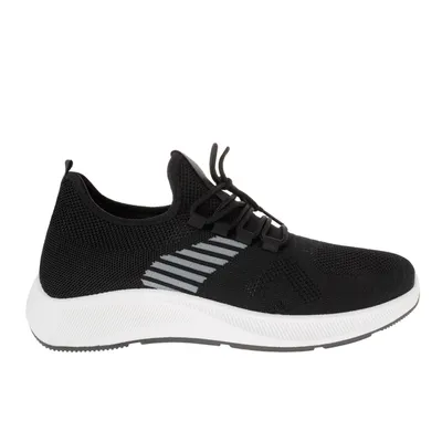 Tenis William color negro con textura y detalle de rayas grises