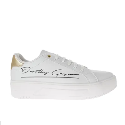 Tenis Aitana color blanco con firma Dorothy Gaynor y detalle dorado