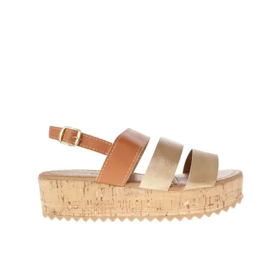 Sandalias Gaby color oro con suela corrida