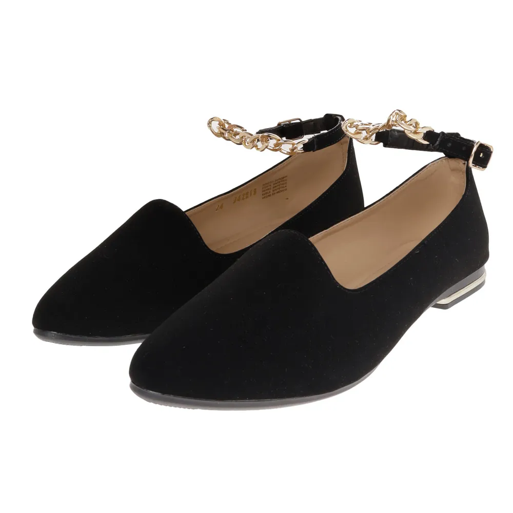 Balerina Lindsay color negro con cadena en hebilla ajustable