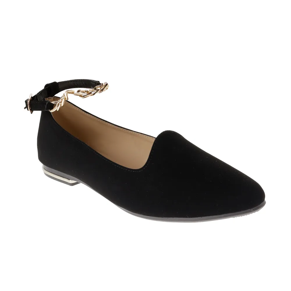 Balerina Lindsay color negro con cadena en hebilla ajustable