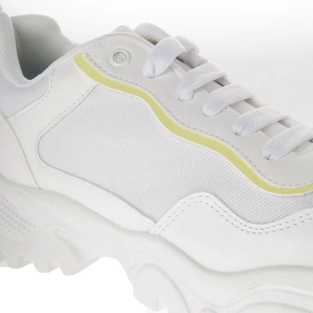 Tenis Esmeralda color blanco con detalle amarillo