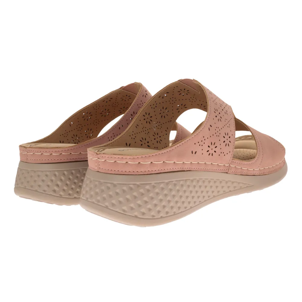 Sandalias Luna confort color rosa claro con cinta corrida en empeine