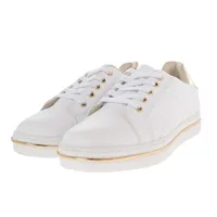 Tenis Andrea color blanco con detalles dorados