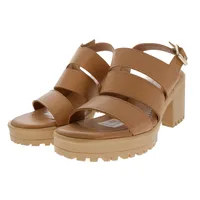 Sandalias Juana color camel con triple cinta