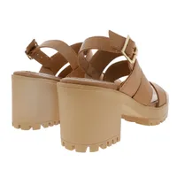 Sandalias Juana color camel con triple cinta