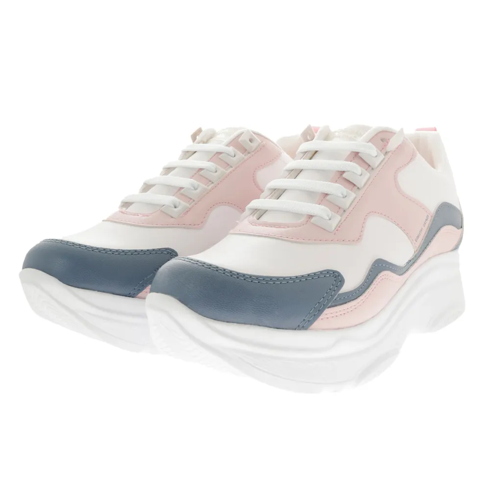 Tenis Renata color rosa claro con plataforma