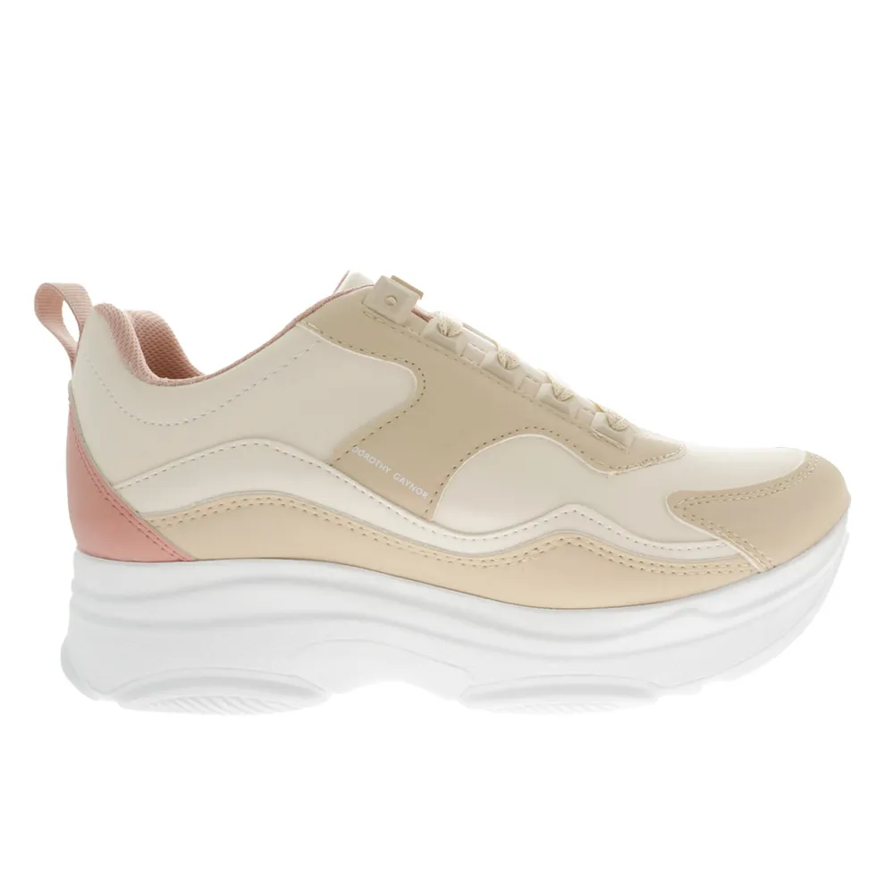 Tenis Renata color latte con plataforma